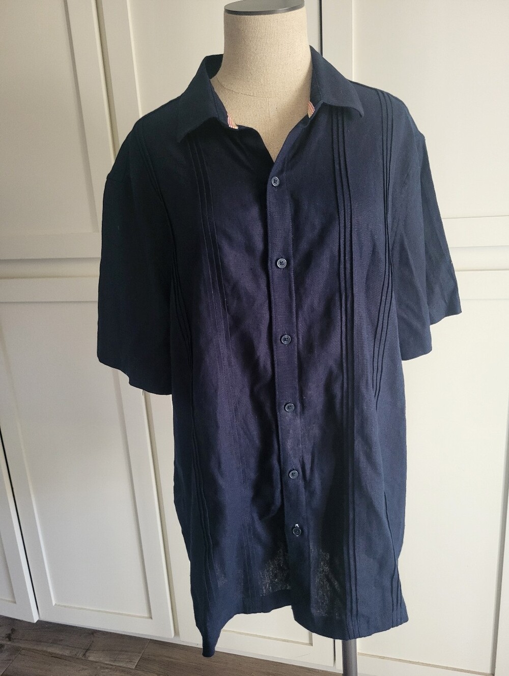 Scotch And Soda Navy Short Sleeve Linen Button-Up Shirt Size L